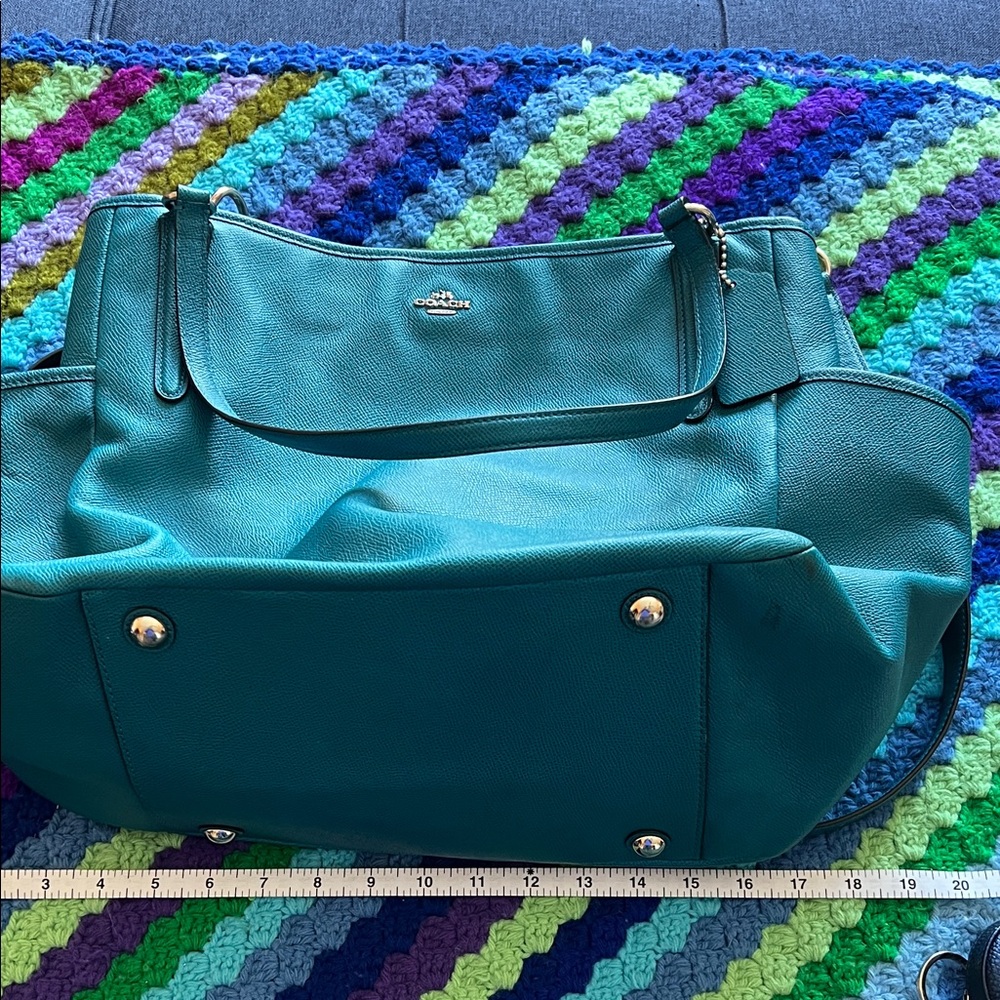 Coach Teal Leather Bag - Baby Bag or Work - Picture 8 of 11